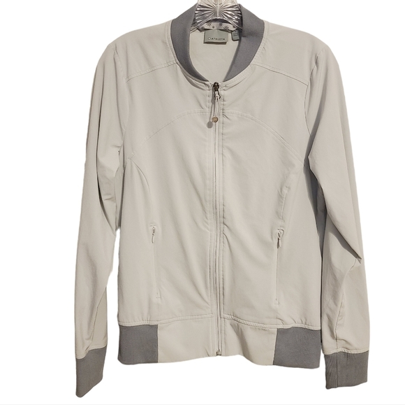 Athleta | Women's Gray Two Tone Full Zipper Lightweight Jacket (Size Medium) - Picture 1 of 13